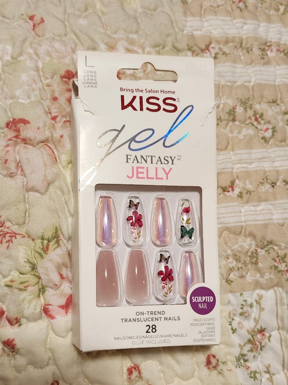 Kiss Gel Fantasy Long Press On Nails Butterfly